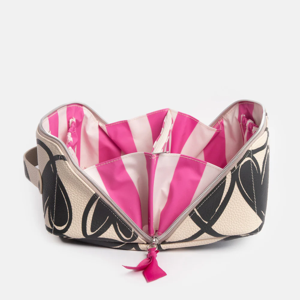Mono Looped Hearts Flat Lay Wash Bag - Image 3