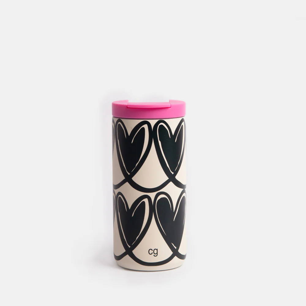 Mono Looped Hearts Stainless Steel Travel Mug