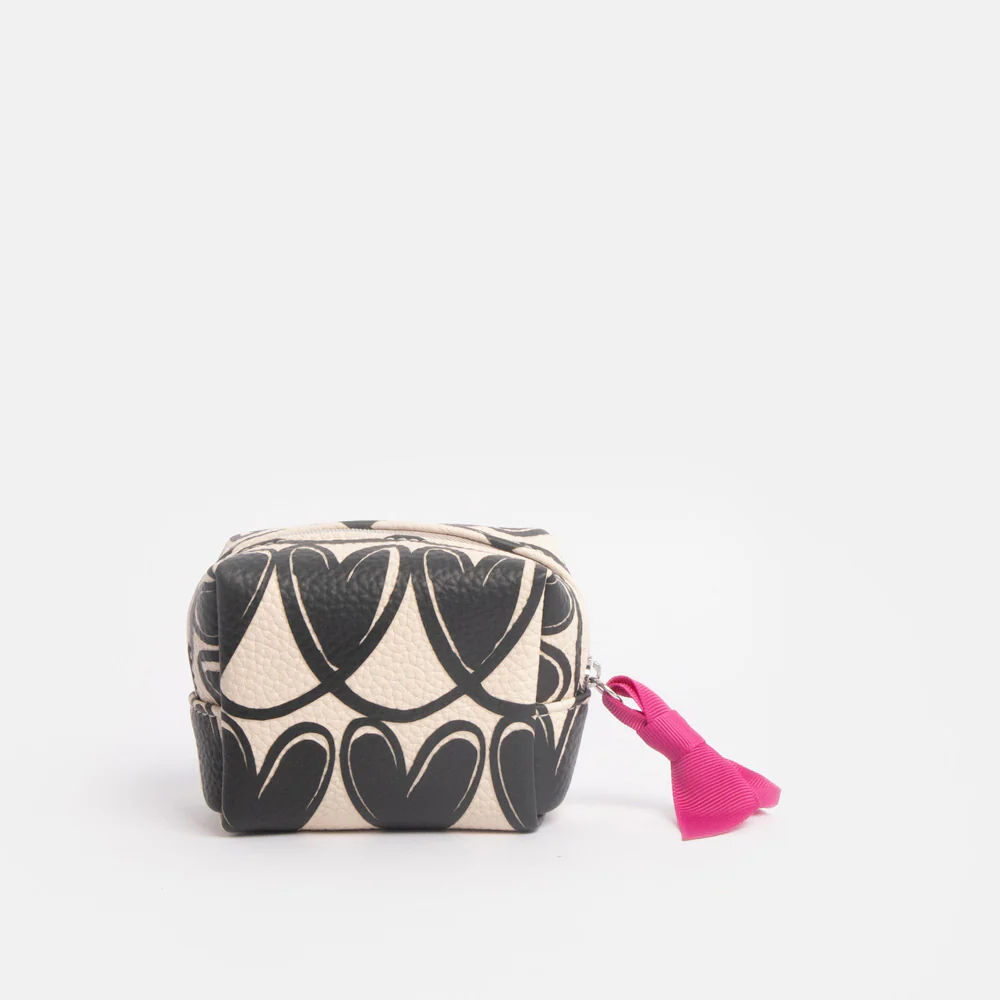 Mono Looped Hearts Ultra Mini Cube Cosmetic Bag - Image 4