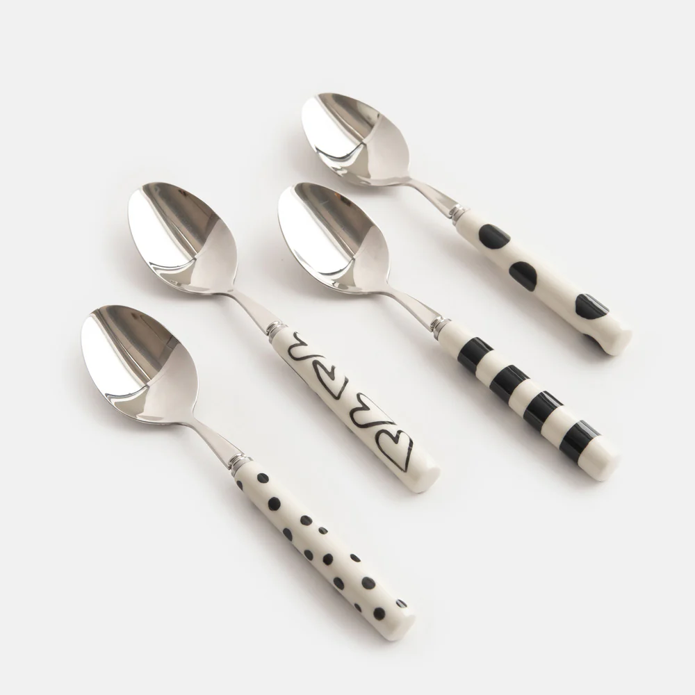 Mono Patterns Stoneware Teaspoons Set of 4 - Image 2