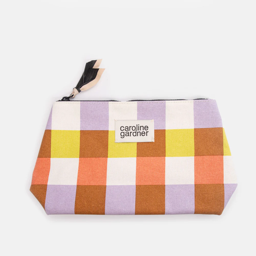 Multi Check Coated Cotton Beauty Bag - Image 2