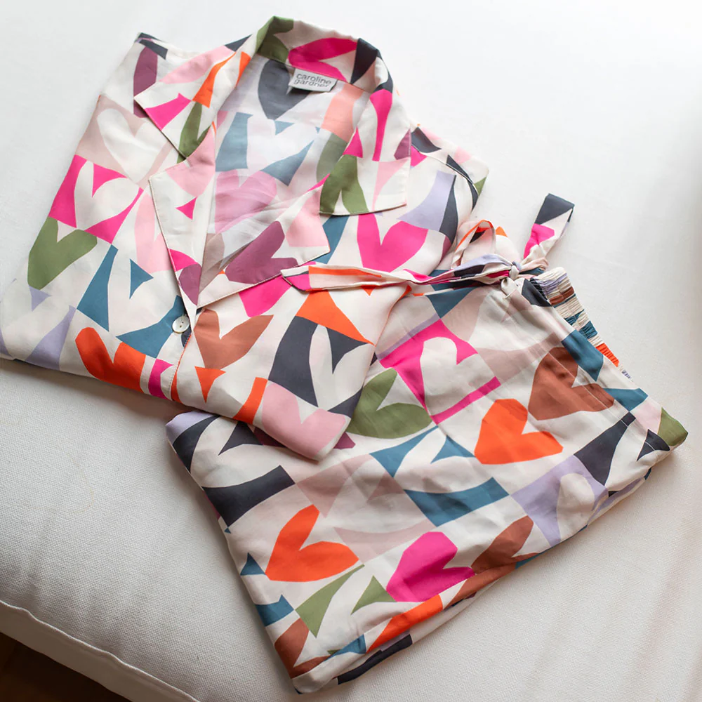 Multi Colour Block Hearts Pyjama Shirt - Image 3