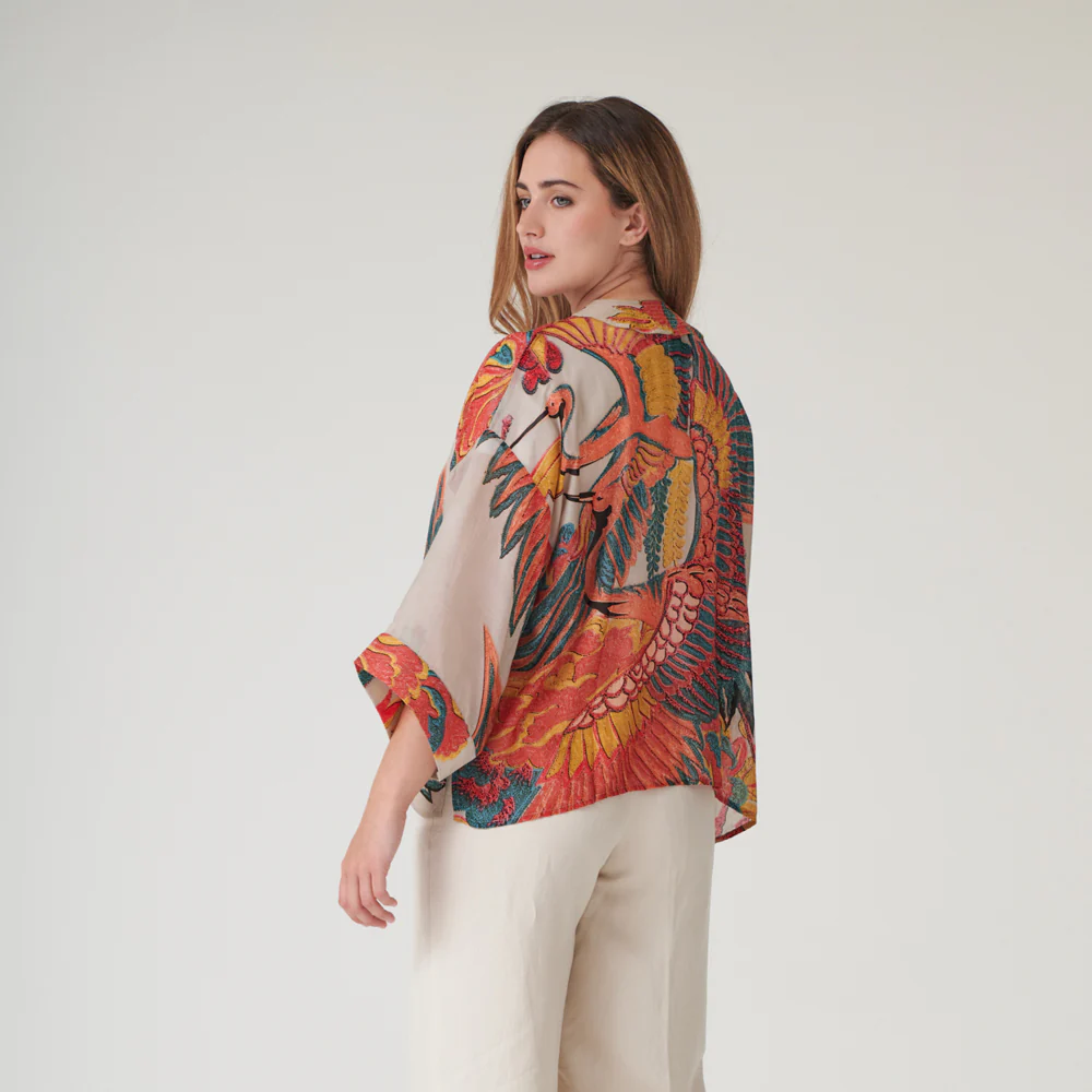 Multi Crane Short Kimono - Image 2