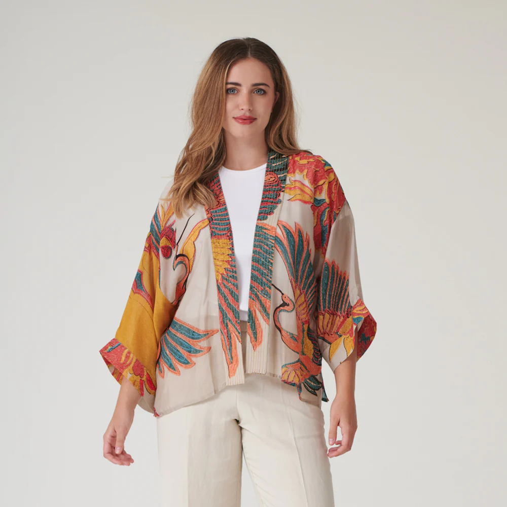Multi Crane Short Kimono - Image 3