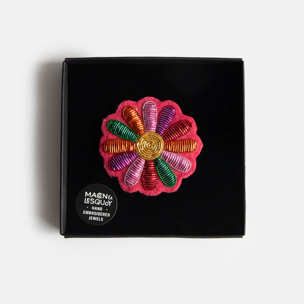 Multi Flower Hand Embroidered Brooch - Image 2