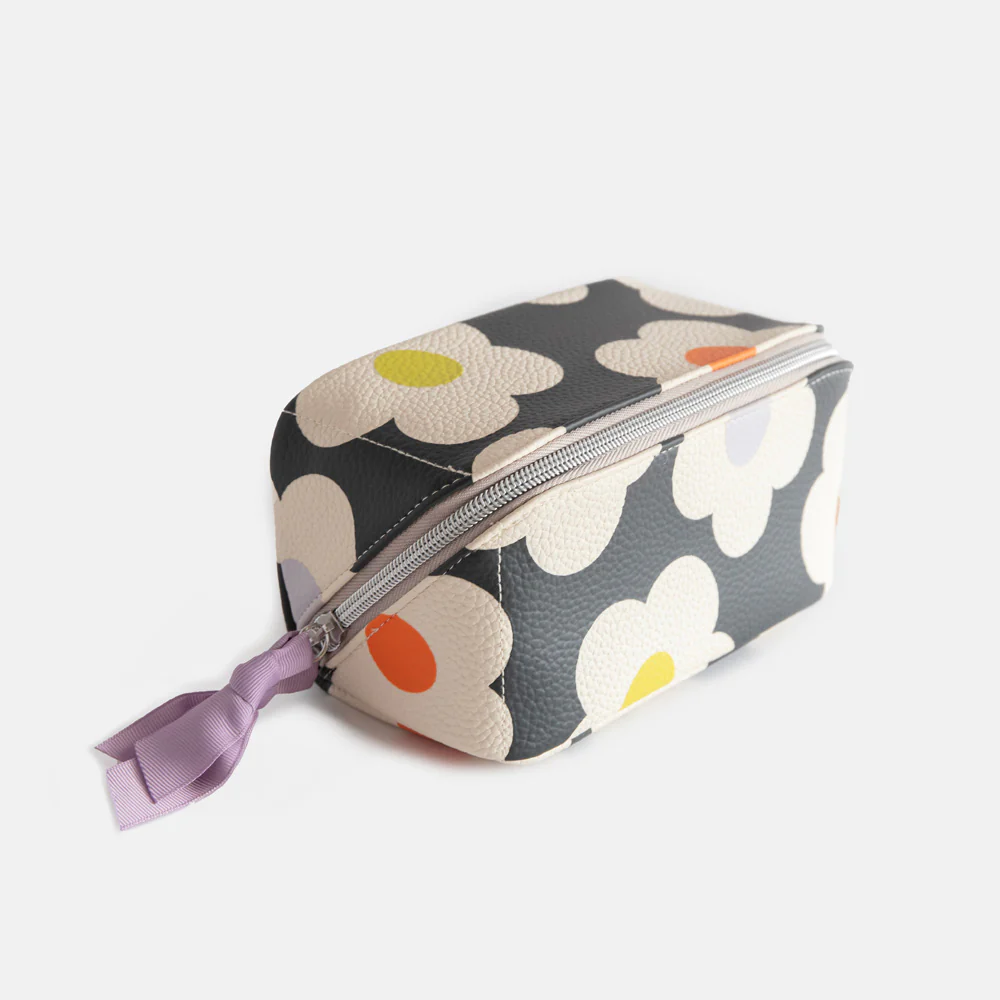 Multi Flower Charcoal Flat Lay Cosmetic Bag - Image 3