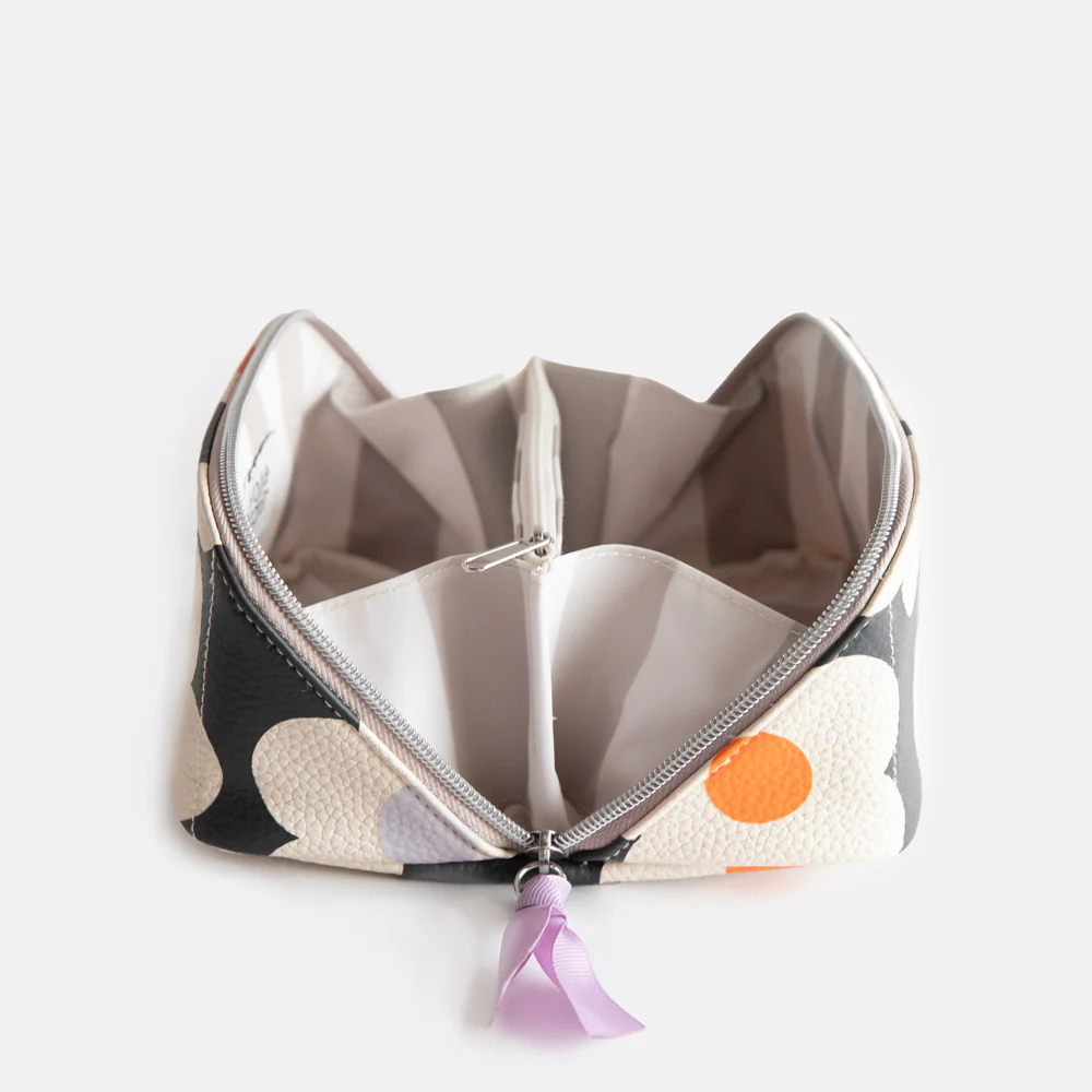 Multi Flower Charcoal Flat Lay Cosmetic Bag - Image 4