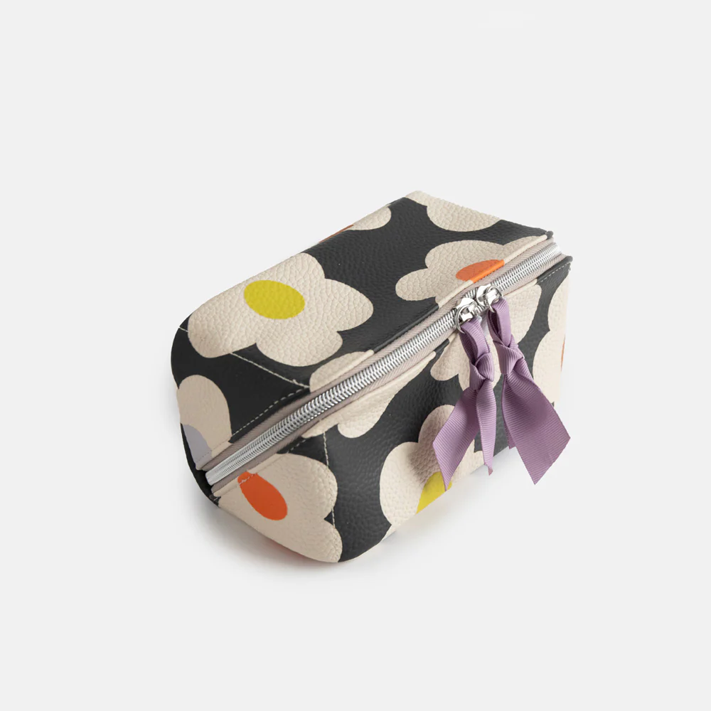 Multi Flower Charcoal Flat Lay Cosmetic Bag - Image 6