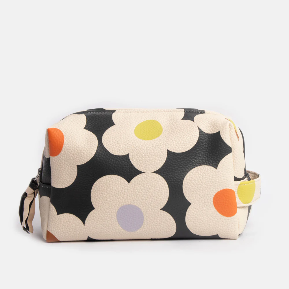 Multi Flower Charcoal Large Travel Wash Bag - Image 3
