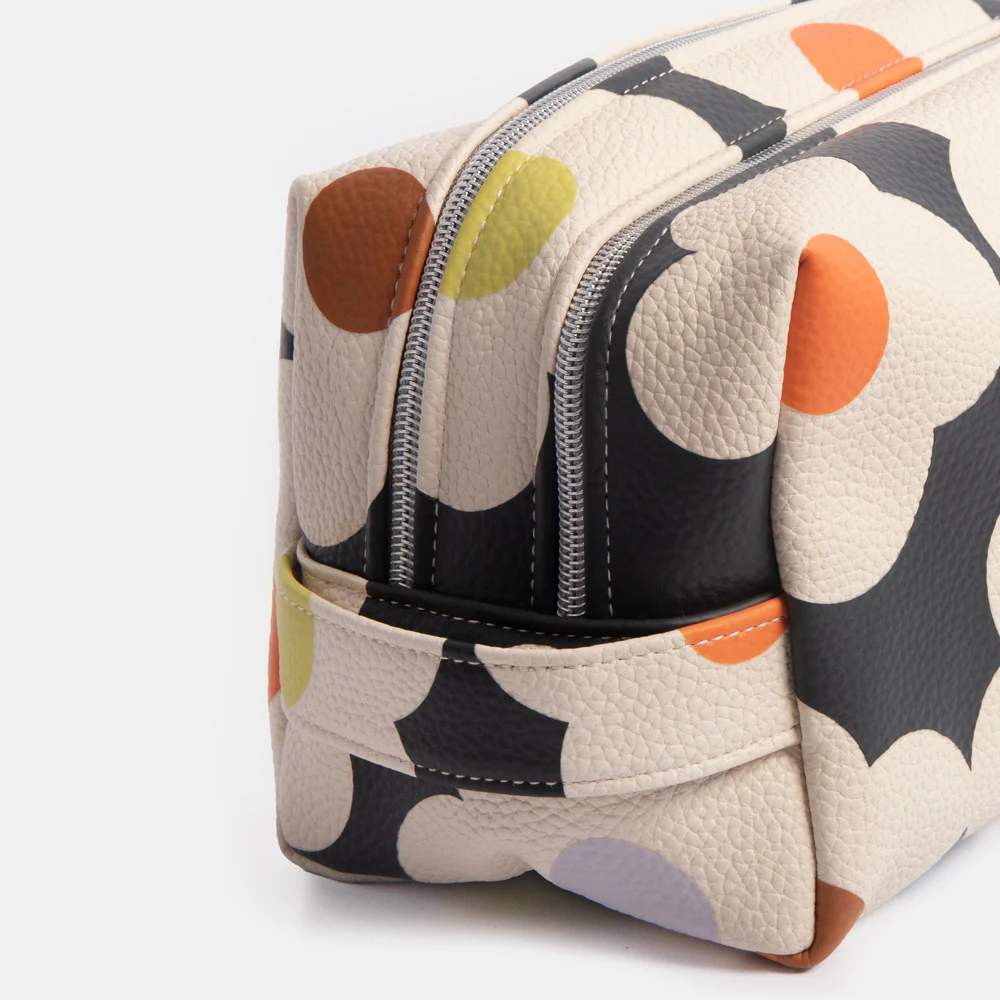Multi Flower Charcoal Large Travel Wash Bag - Image 4