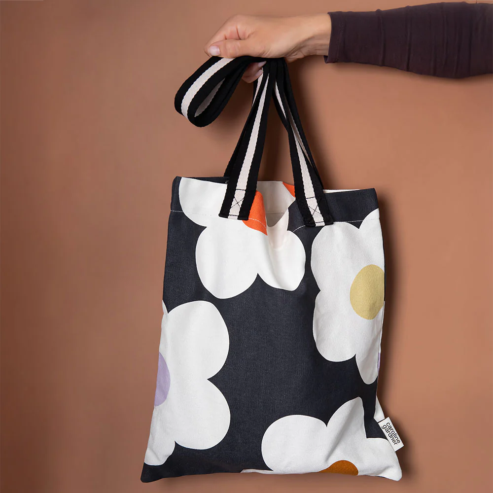 Multi Flower Charcoal Tote Bag - Image 3