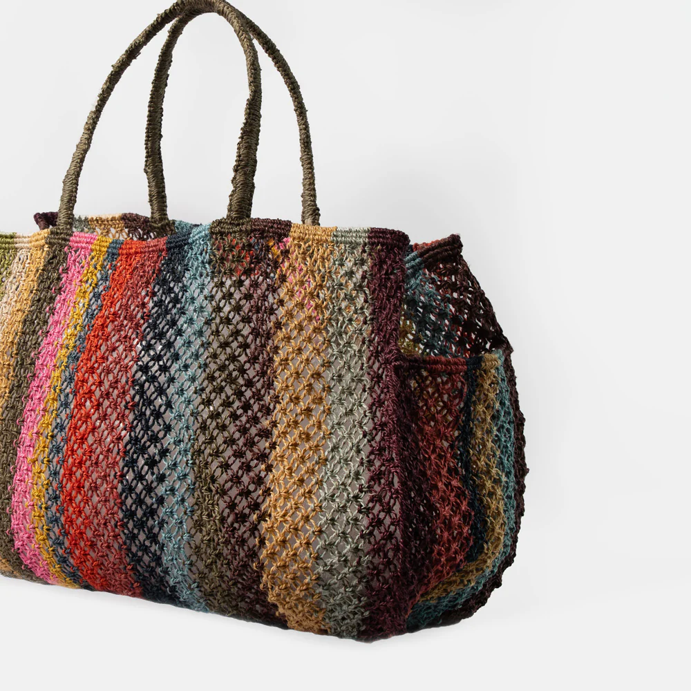 Multi Stripe Jute Shopper Bag - Image 2