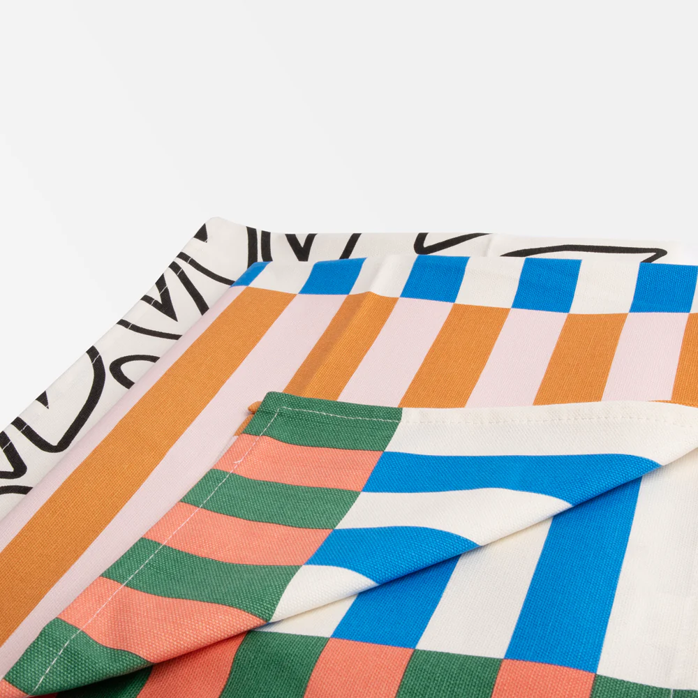 Multi Stripe/Mono Outline Hearts Set of 2 Tea Towels - Image 3