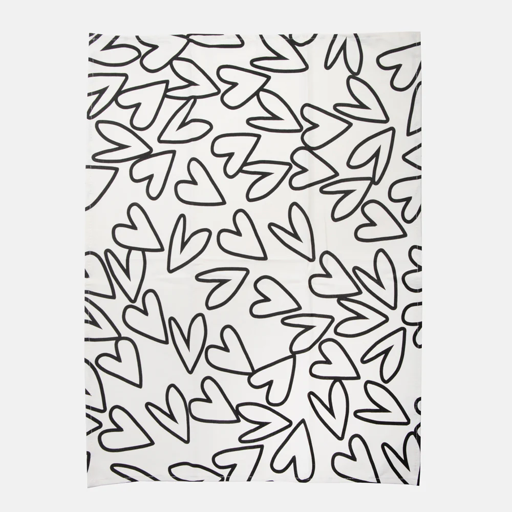 Multi Stripe/Mono Outline Hearts Set of 2 Tea Towels - Image 4
