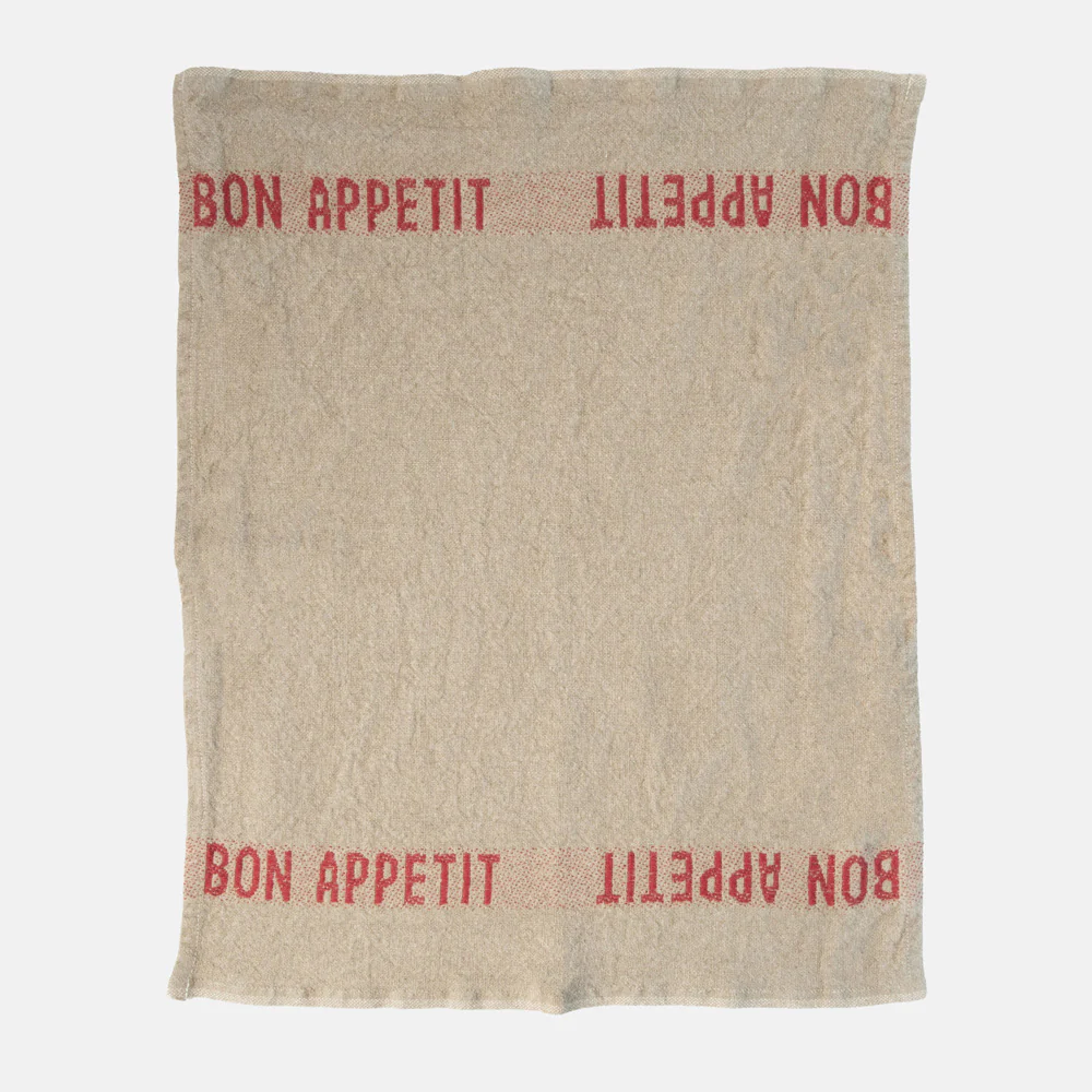Natural/Red Bon Appetit Linen Napkins Set of 4 - Image 2