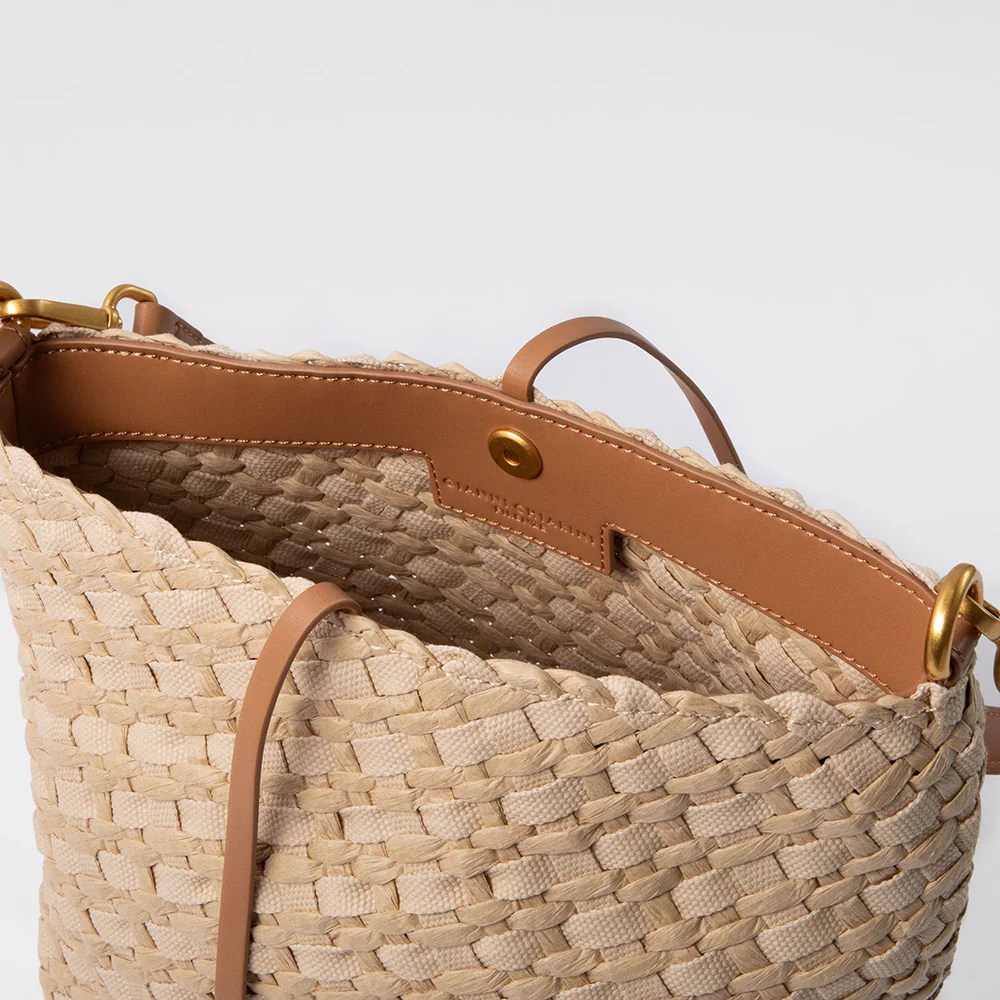Natural Woven Straw/Canvas Mercy Bag - Image 2