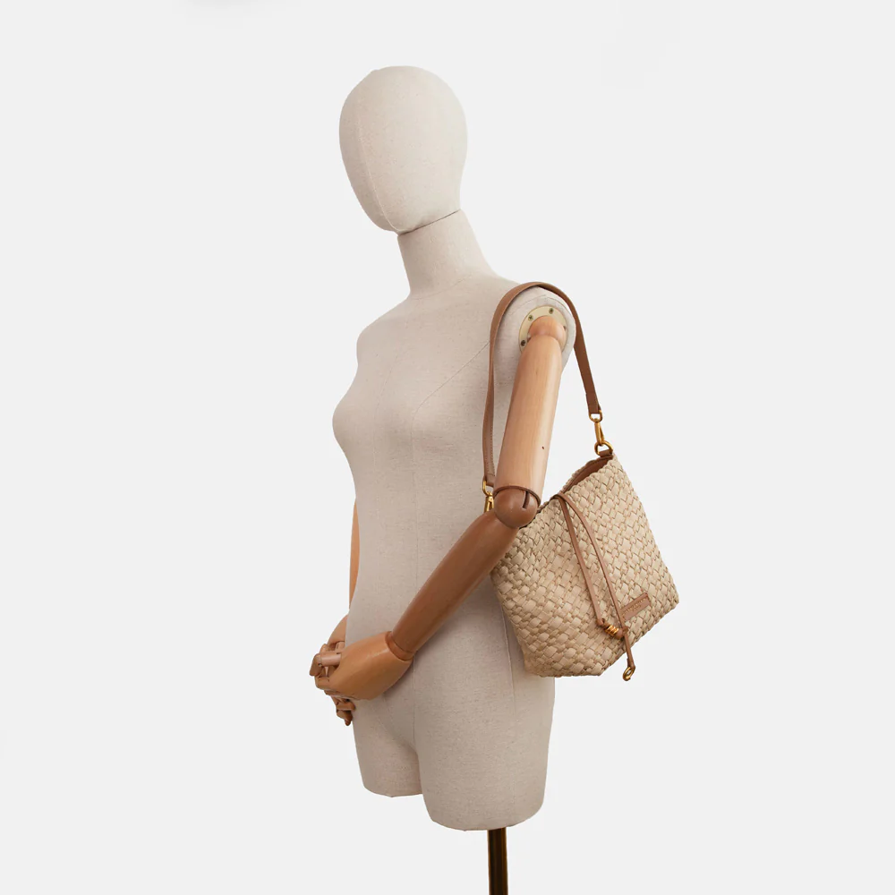 Natural Woven Straw/Canvas Mercy Bag - Image 3