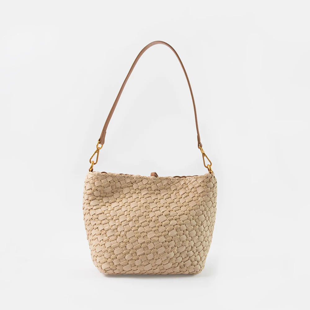 Natural Woven Straw/Canvas Mercy Bag - Image 4