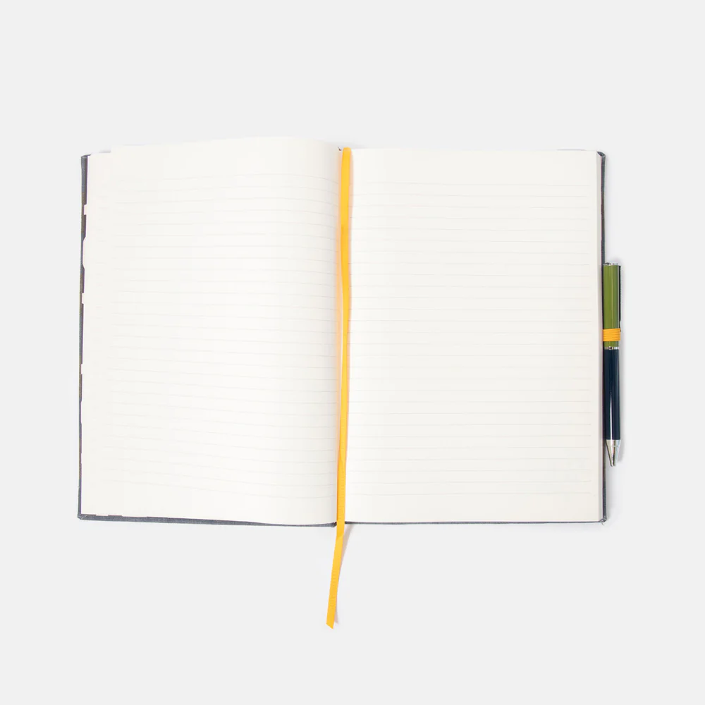 Navy/Khaki Stripe Casebound Notebook & Pen Set - Image 3
