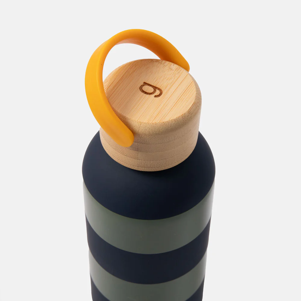 Navy/Khaki Stripe Metal Water Bottle 500ml - Image 3