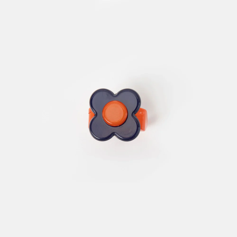 Navy/Orange Flower Ring - Image 2
