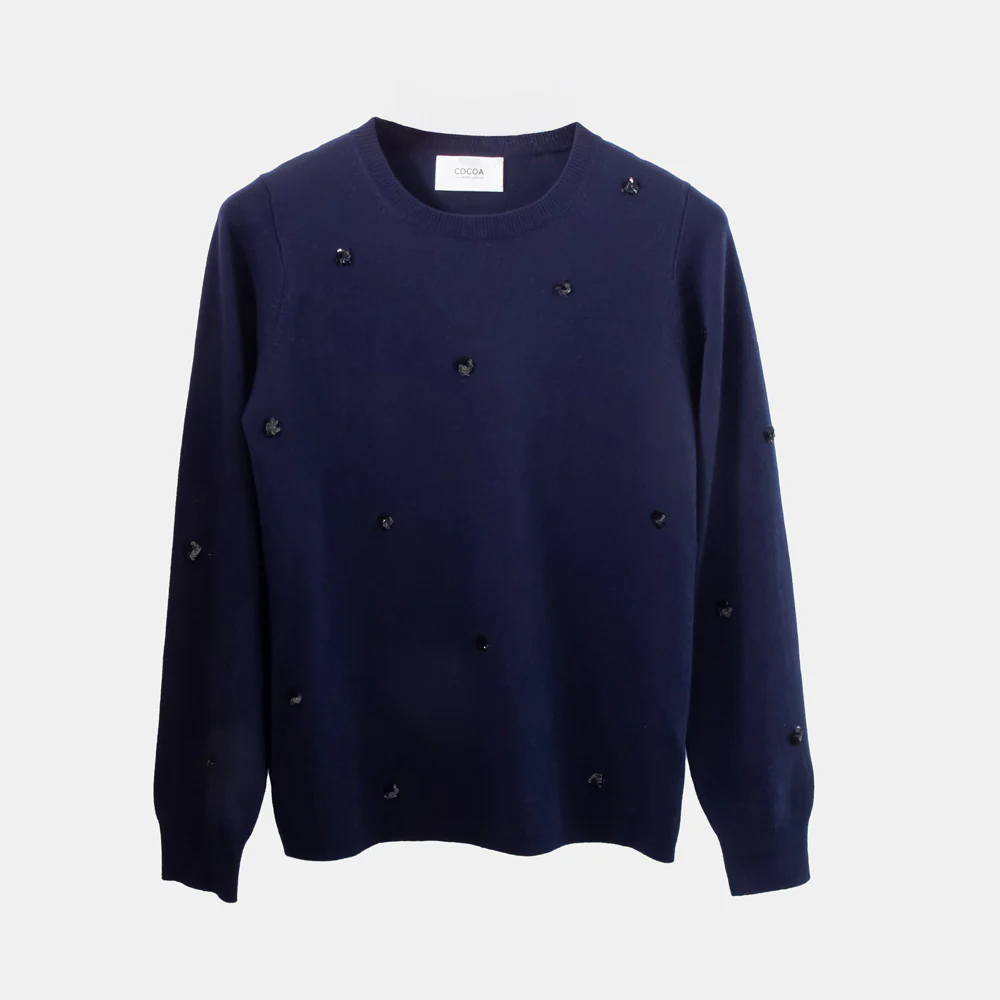 Navy Sequin Cashmere Blend Jumper - Image 5