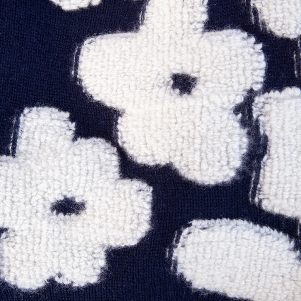 Navy/White Flowers Cashmere Blend Jumper - Image 4