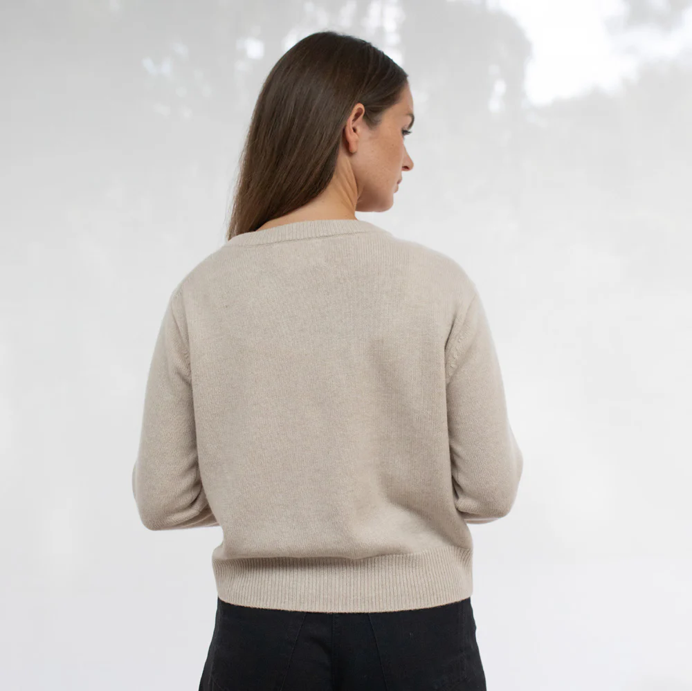 Oatmeal Cashmere Asymmetric Cardigan - Image 2