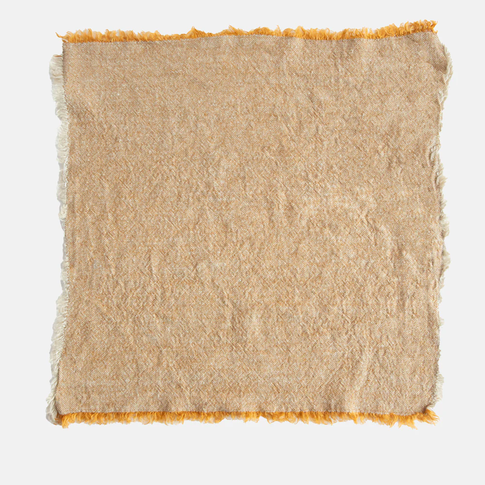 Ochre Textured Linen Napkins Set of 4 - Image 3