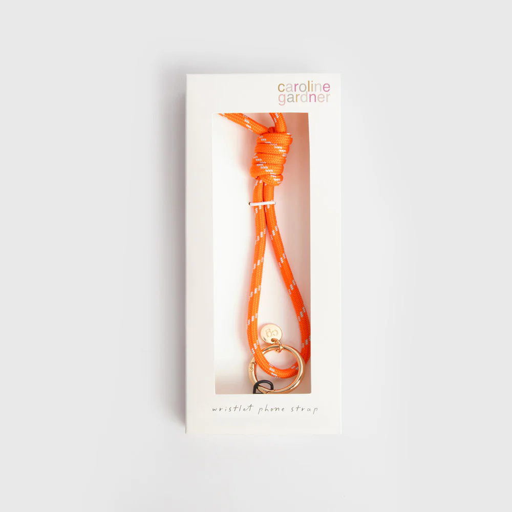 Orange/Light Blue Cord Wristlet Phone Strap - Image 2