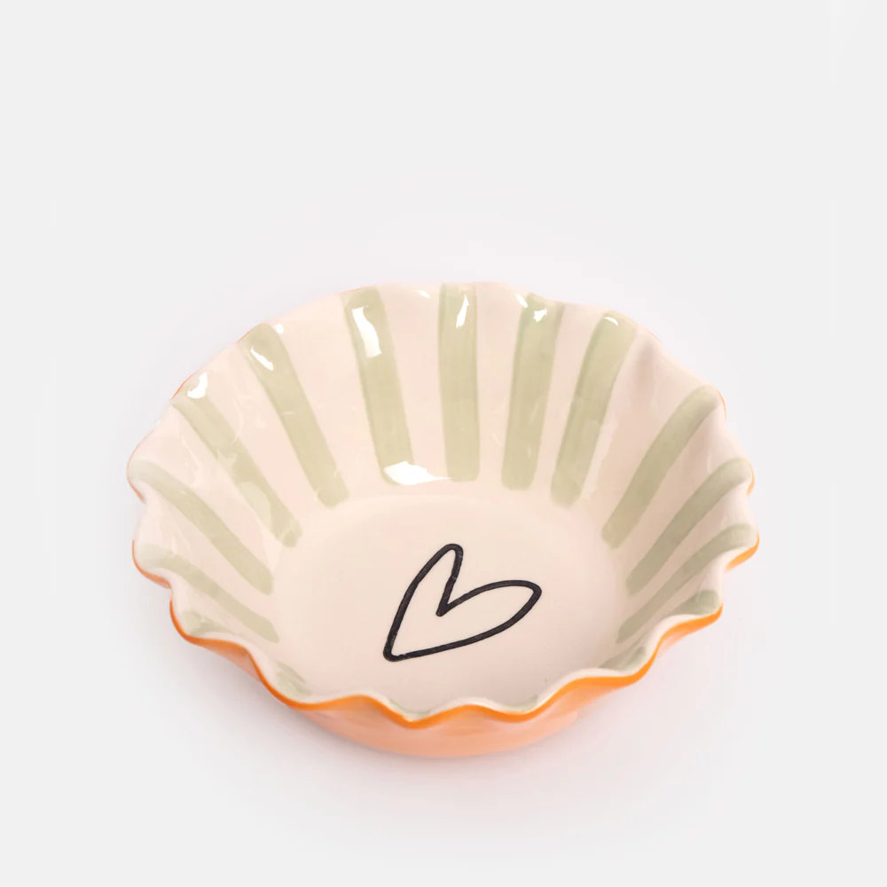 Orange Scallop Edge Heart Cereal Bowl - Image 3