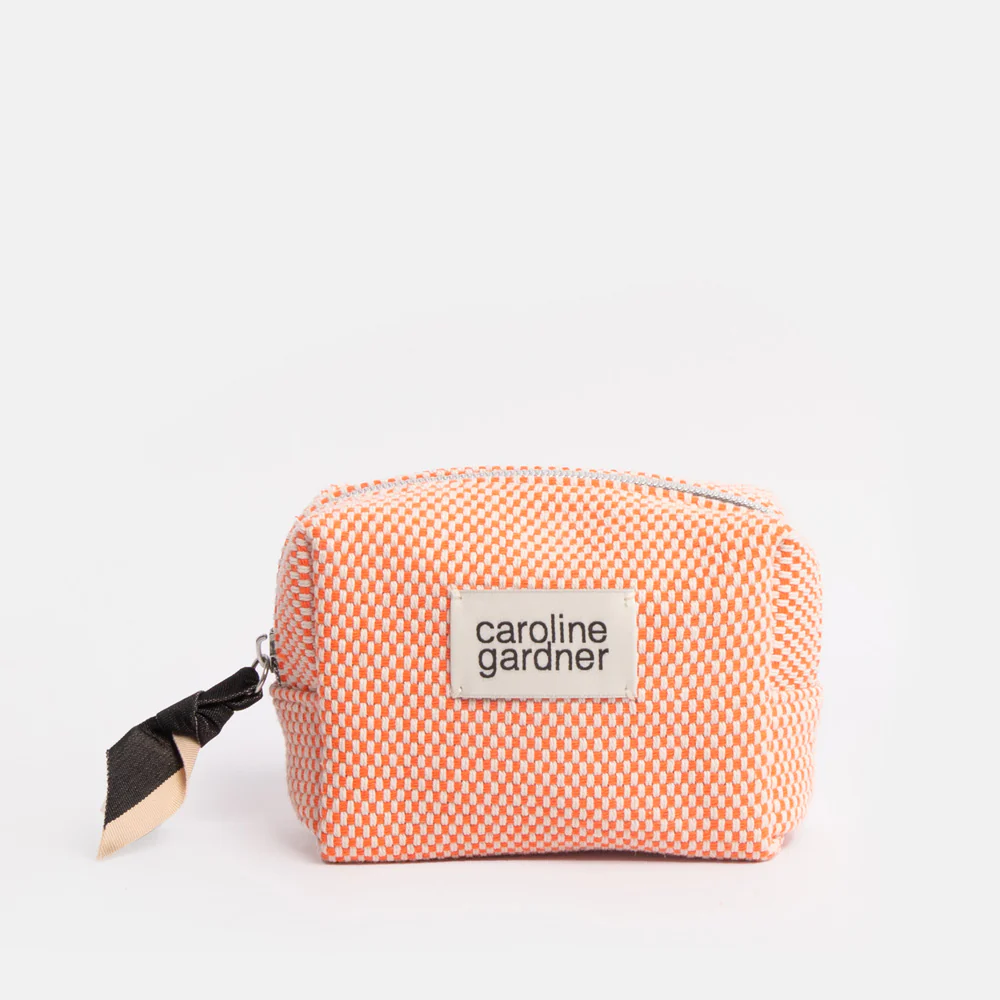 Orange Woven Mini Cube Cosmetic Bag - Image 3