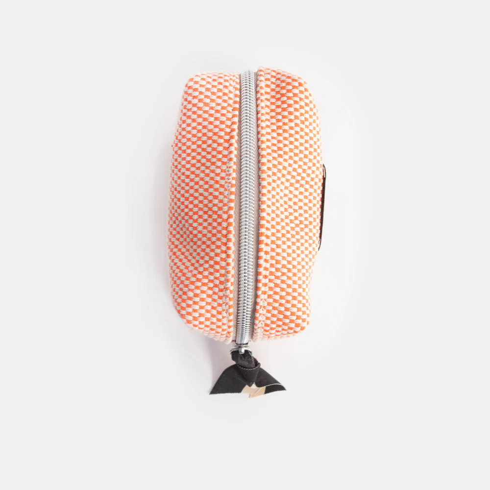 Orange Woven Mini Cube Cosmetic Bag - Image 4