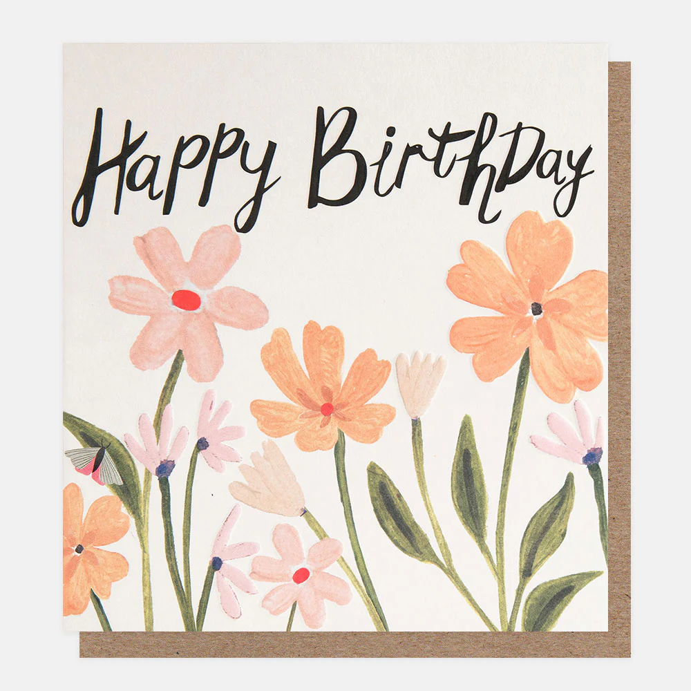 Peach Flowers Birthday Card