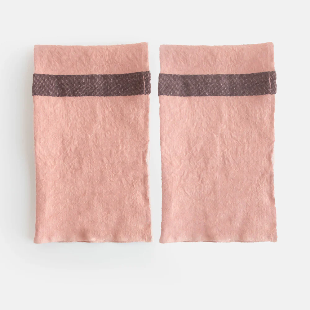 Petal Pink Stripe Linen Placemats Set of 2 - Image 3