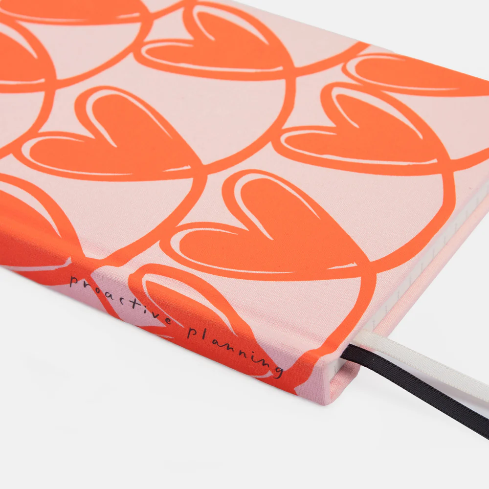 Pink Looped Hearts 3 Section A5 Hardback Notebook - Image 3