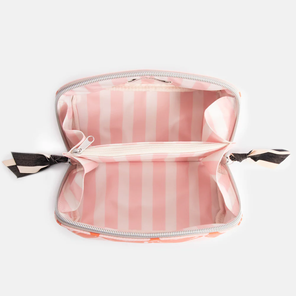 Pink/Orange Lopped Hearts Flat Lay Cosmetic Bag - Image 4