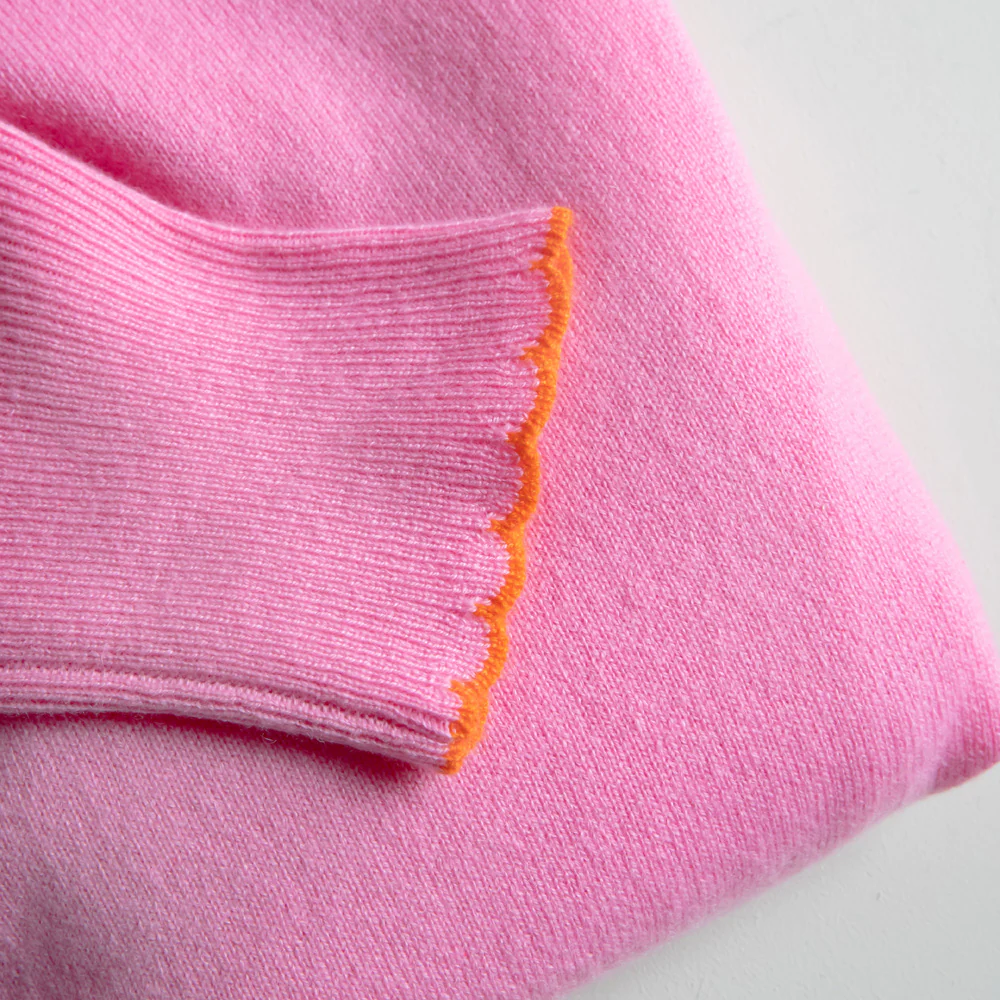 Pink/Orange Scalloped Cashmere Jumper - Image 2