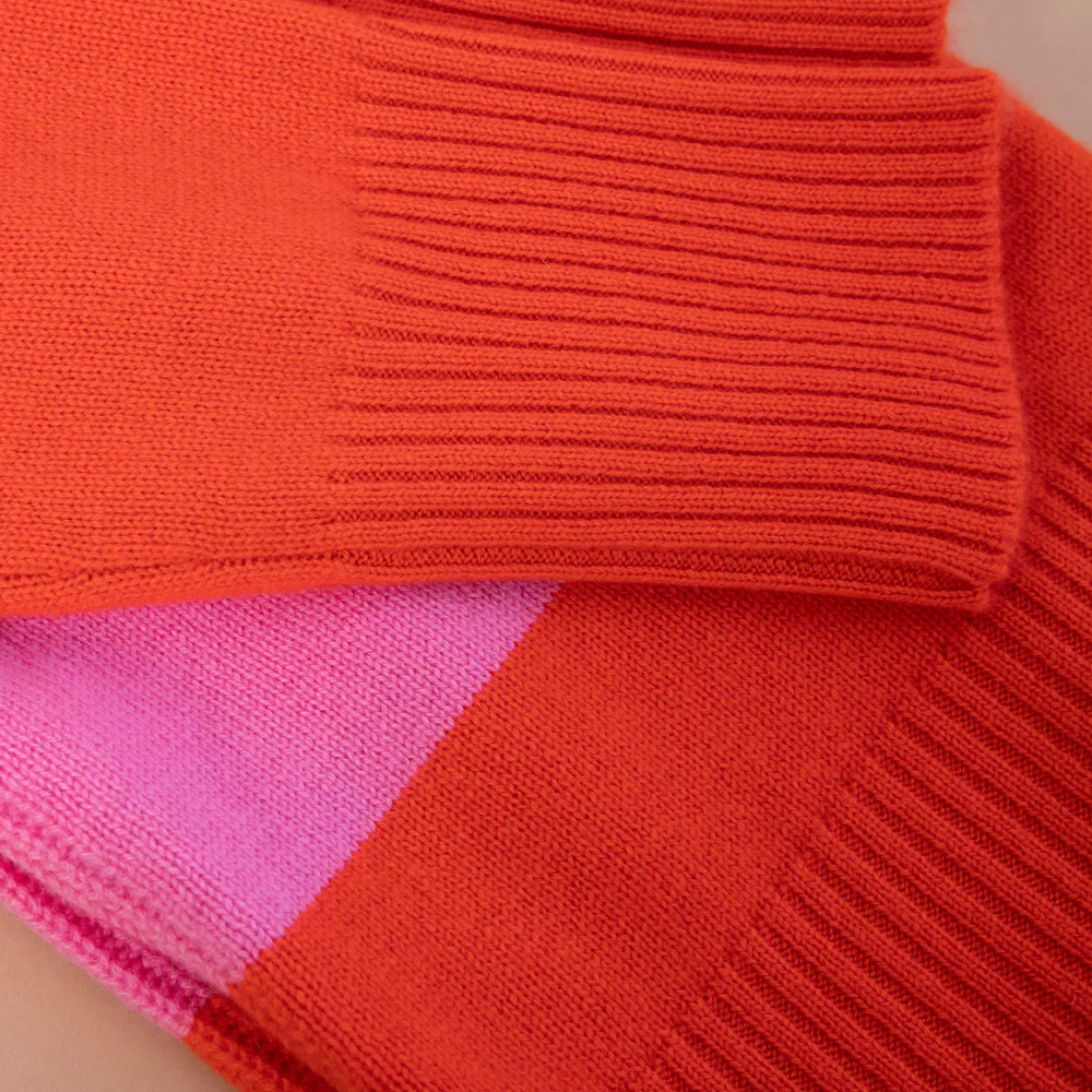 Pink/Orange Wide Stripe Cashmere Jumper - Image 4