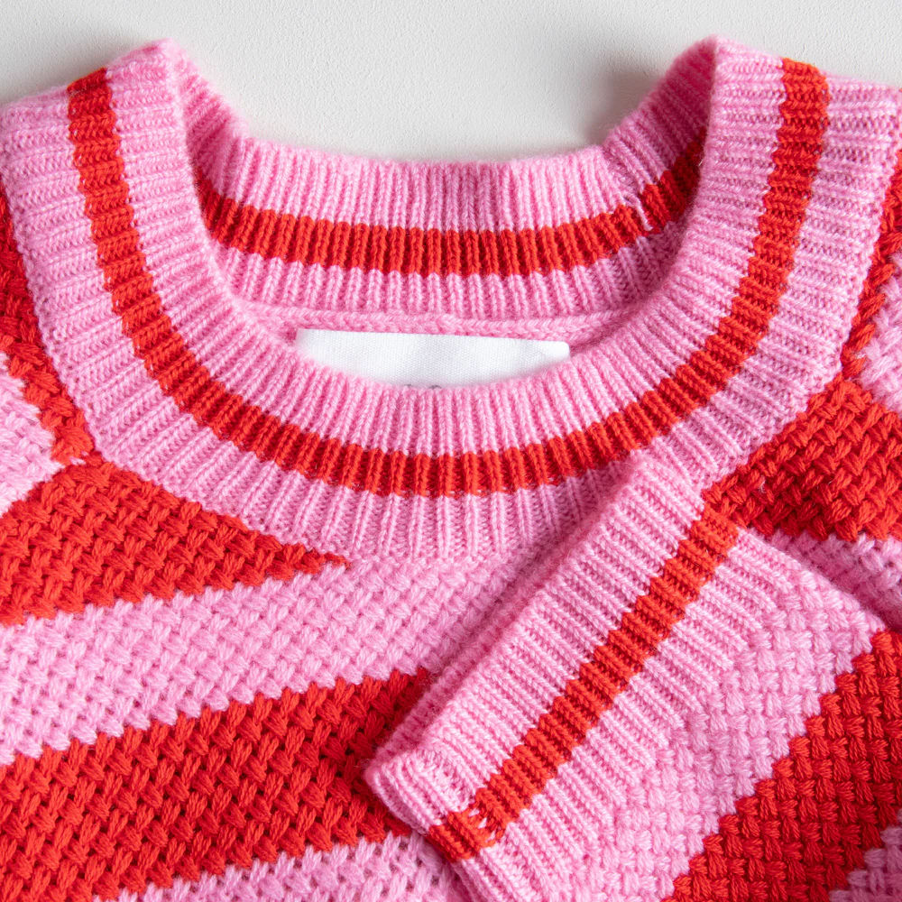 Pink/Red Stripe Cotton/Cashmere Jumper - Image 2