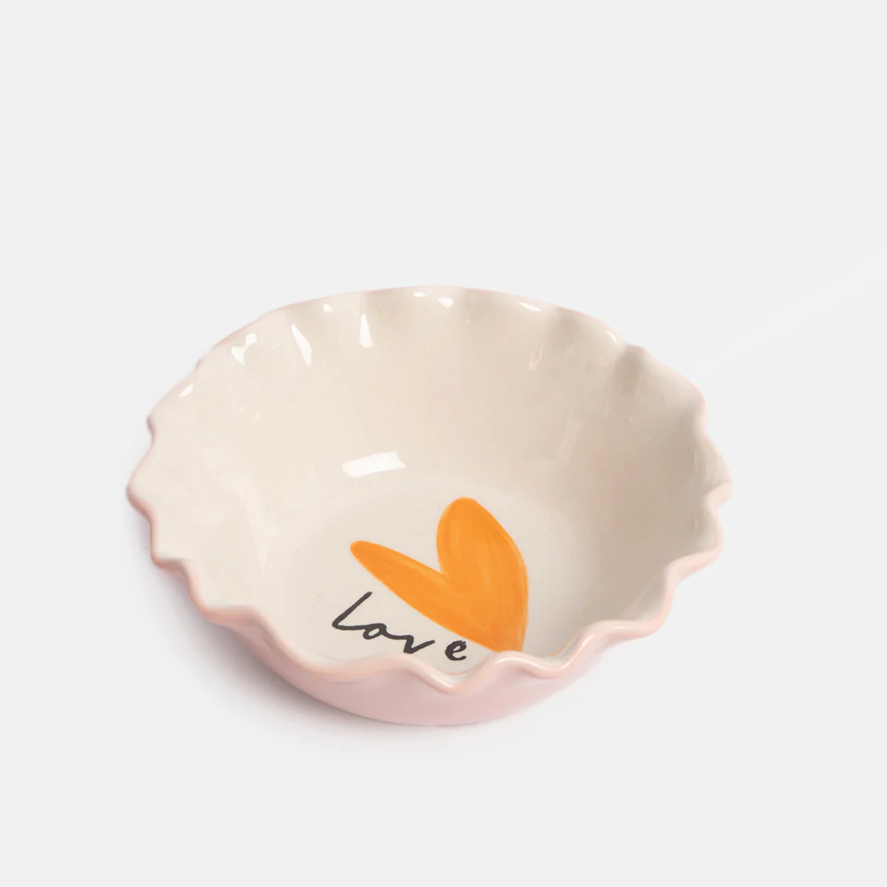 Pink Scallop Edge Love Heart Cereal Bowl - Image 3