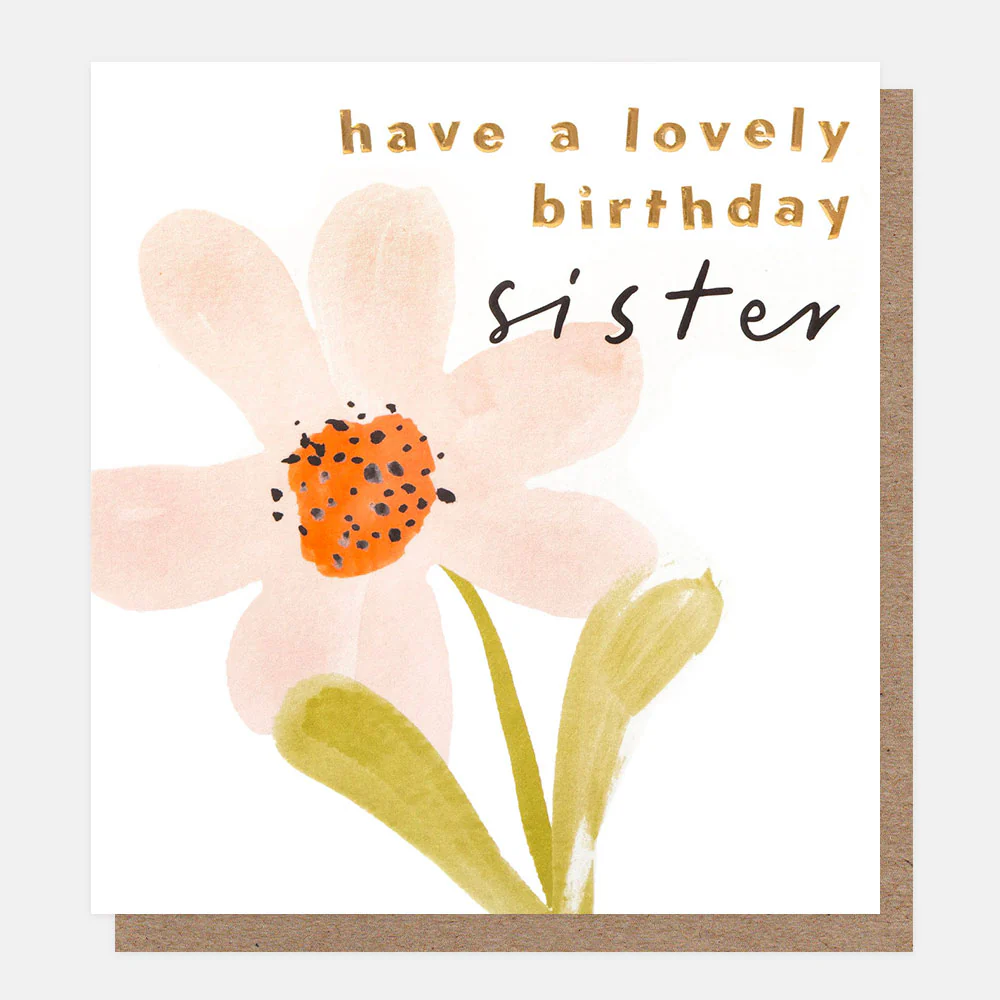 Pink Watercolour Flower Birthday Card For Sister