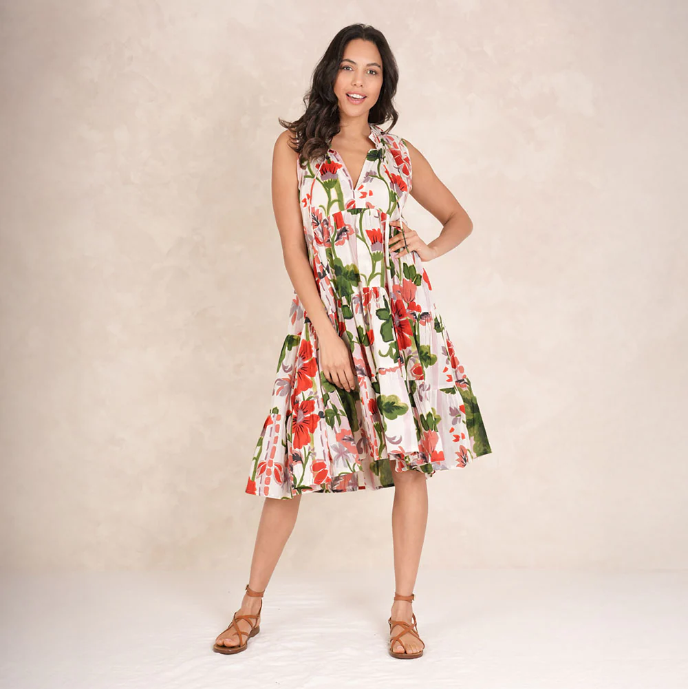 Red Poppies Frill Dress - Image 4