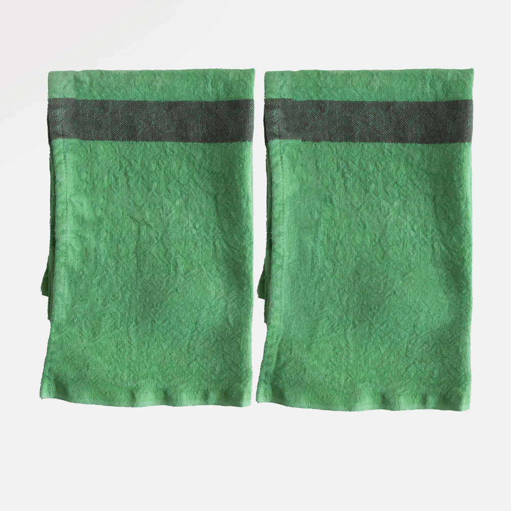 Prairie Green Stripe Linen Placemats Set of 2 - Image 3