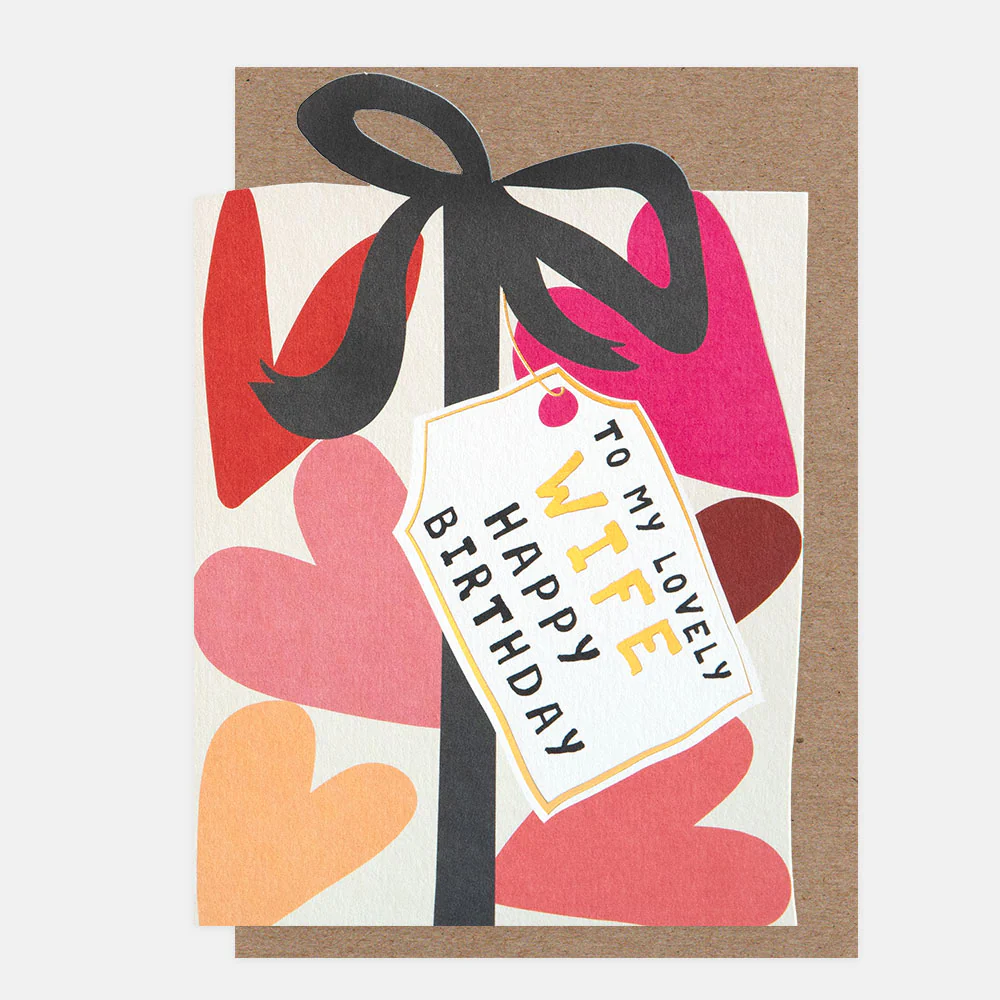Present With Bow Birthday Card For Wife