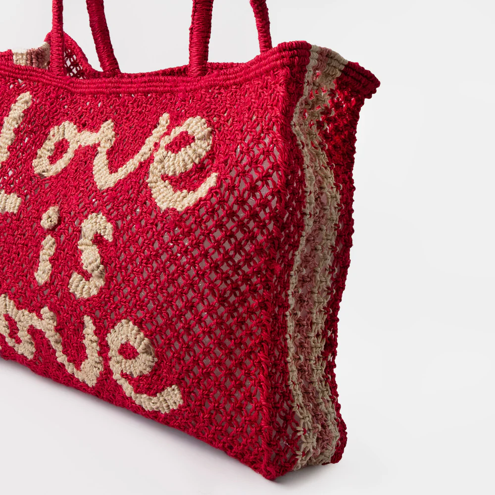Red Love Is Love Jute Shopper Bag - Image 2