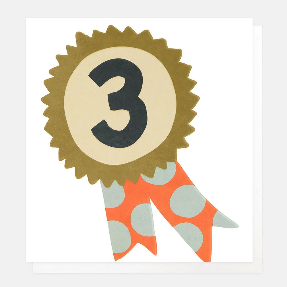Rosette & Spotty Ribbons 3rd Birthday Card