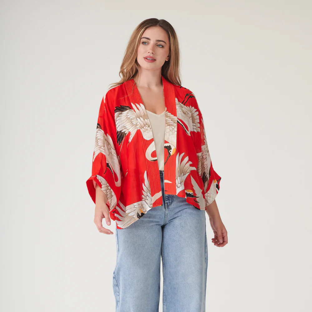 Scarlet Stork Short Kimono - Image 3