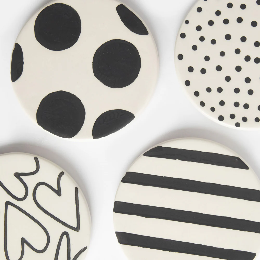 Set of 4 Stoneware Mono Patterns Coasters - Image 3
