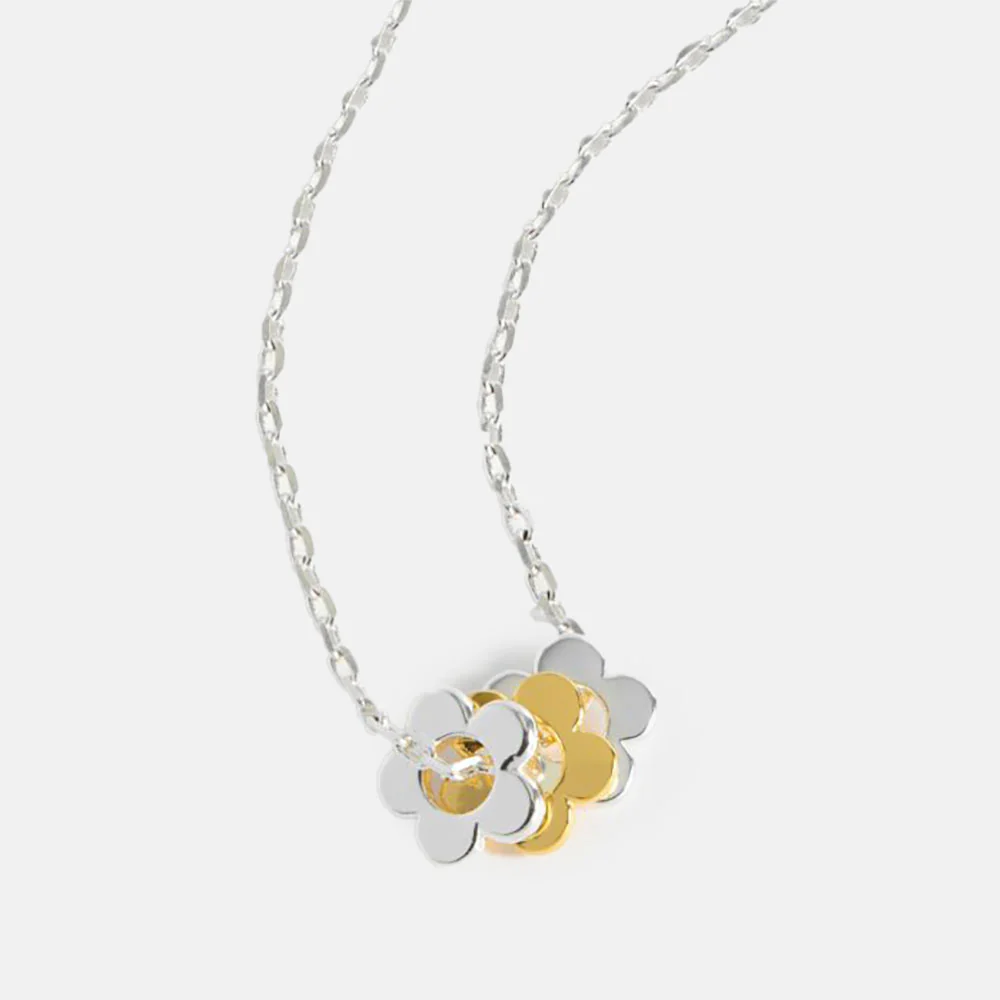 Silver Flower Trio Necklace - Image 2